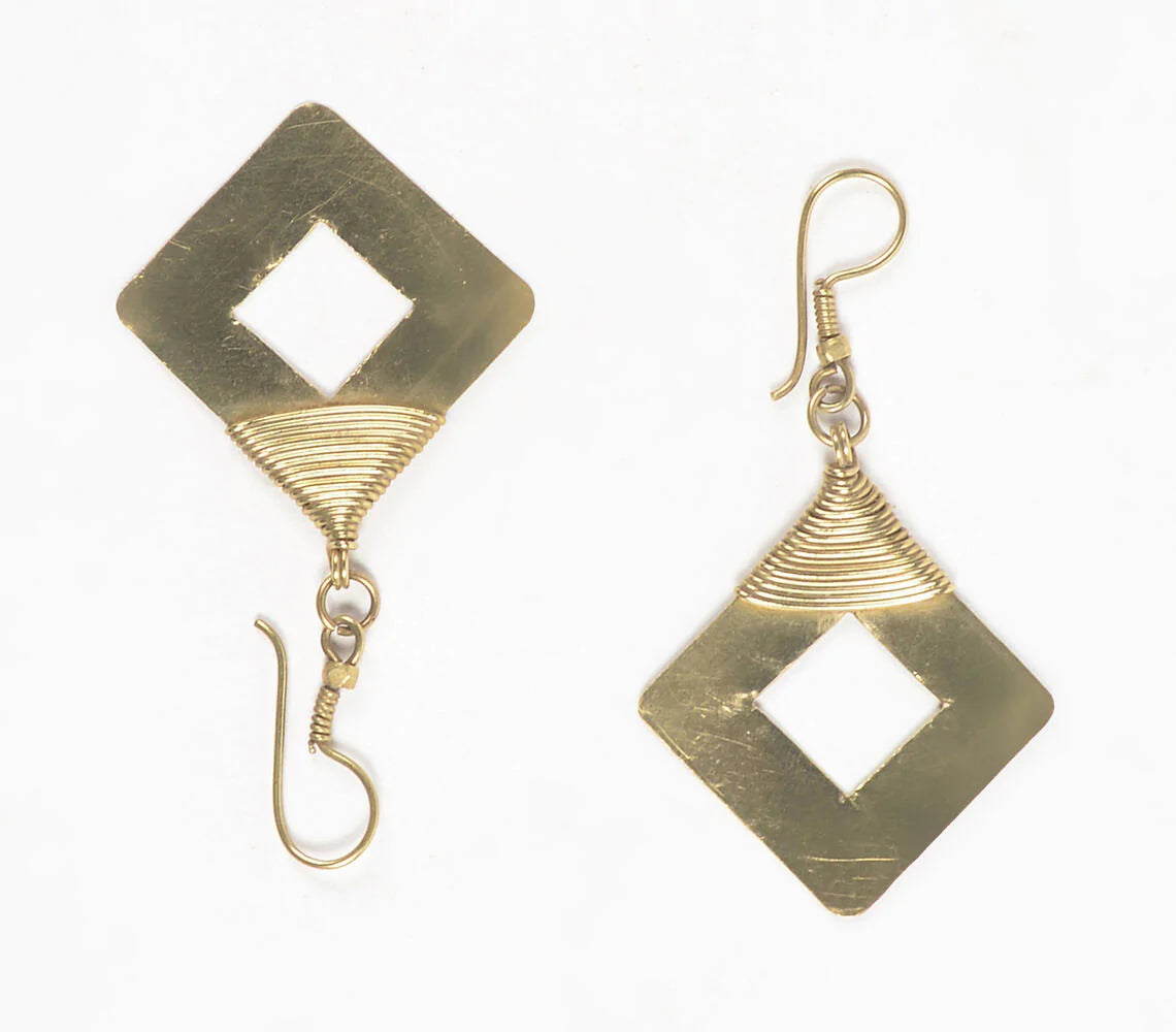 Brass Diamond Dangler Earrings