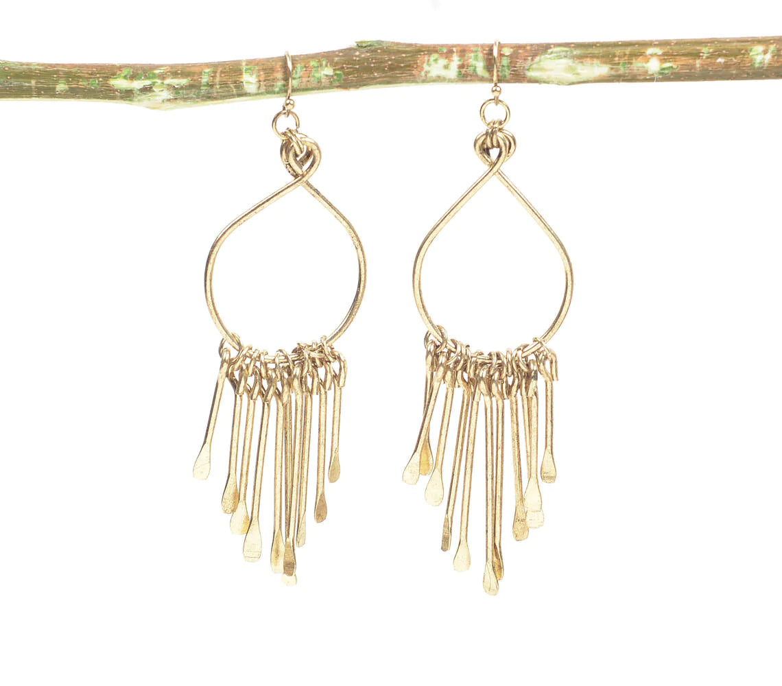 Gold-Toned Iron Shoulder Duster Earrings