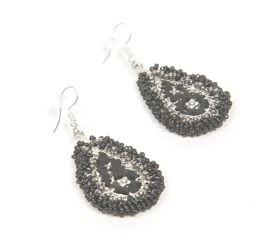 Chrome Funk Beaded Drop Earrings
