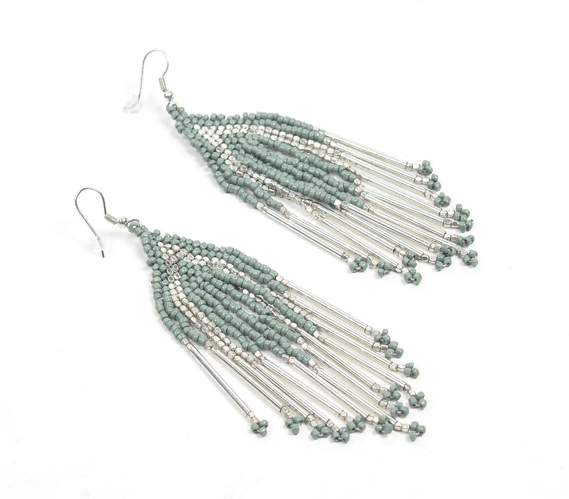 Beaded Metallic Disco Dangle Earrings