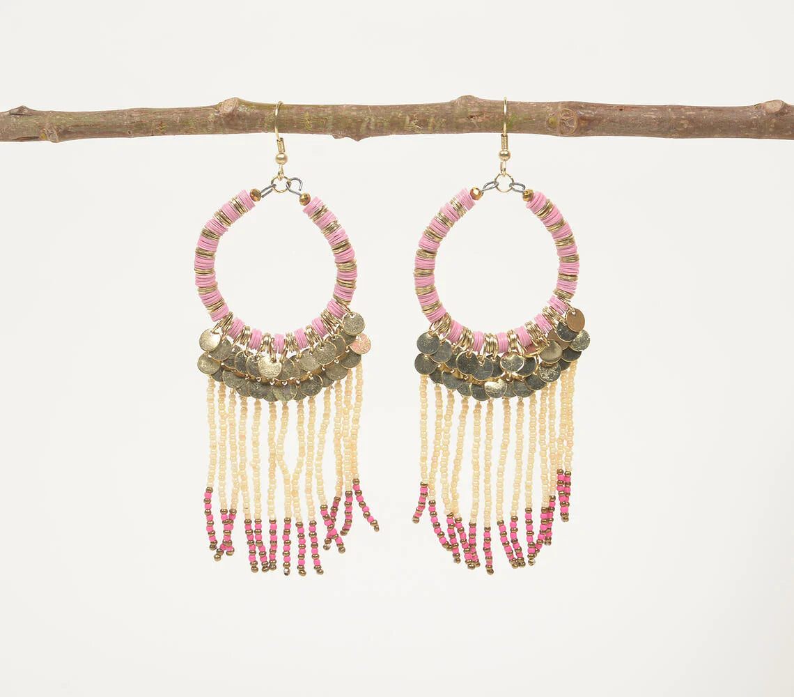 Beaded 'Pretty in Pink' Dangle Earrings