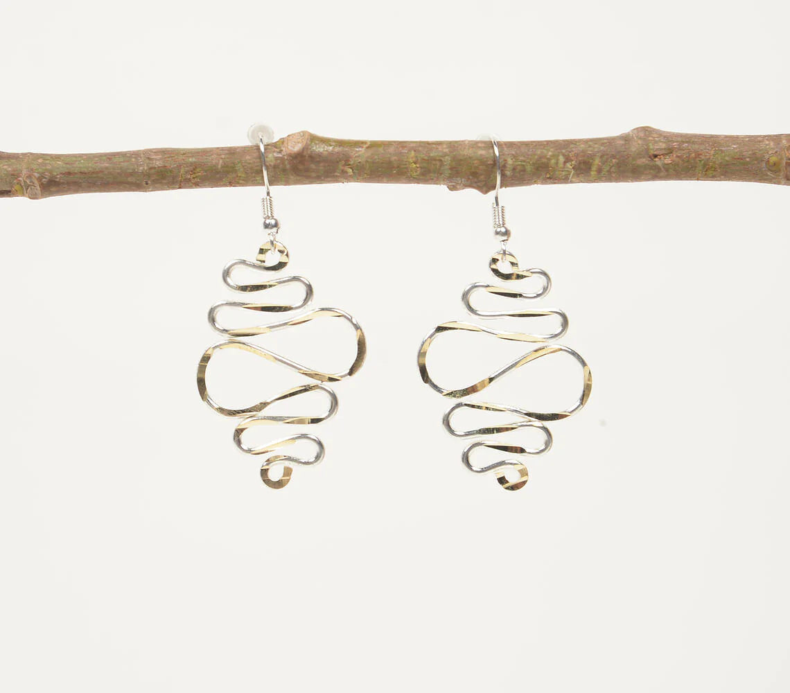 Coiled Shimmy Metallic Dangle Earrings