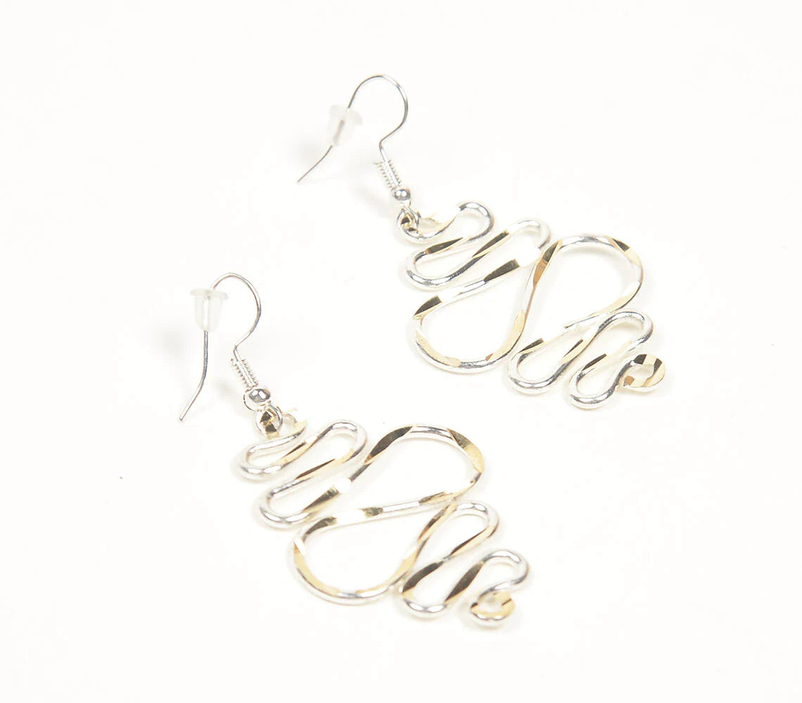Coiled Shimmy Metallic Dangle Earrings