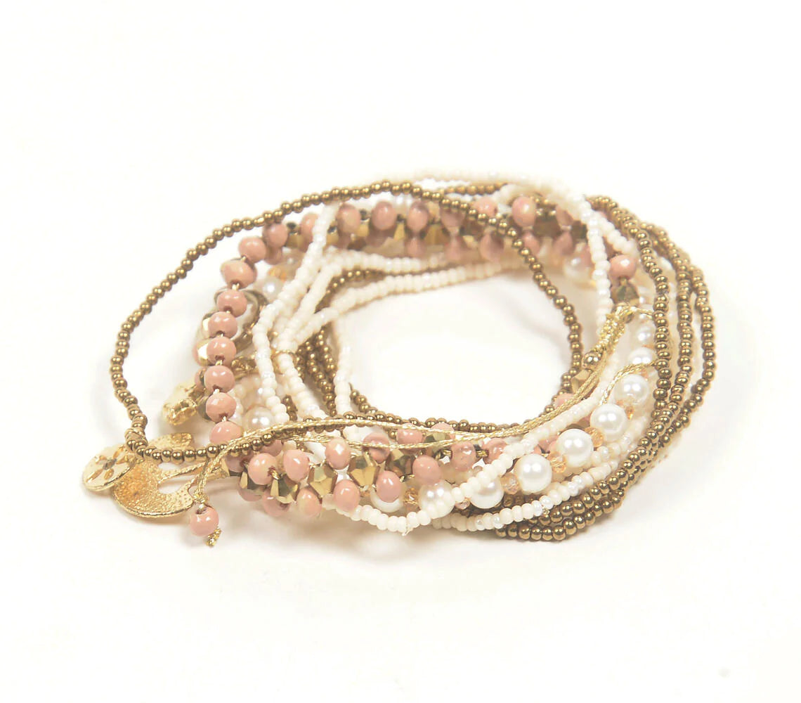 Neutral Beaded Boho Cluster Bracelet