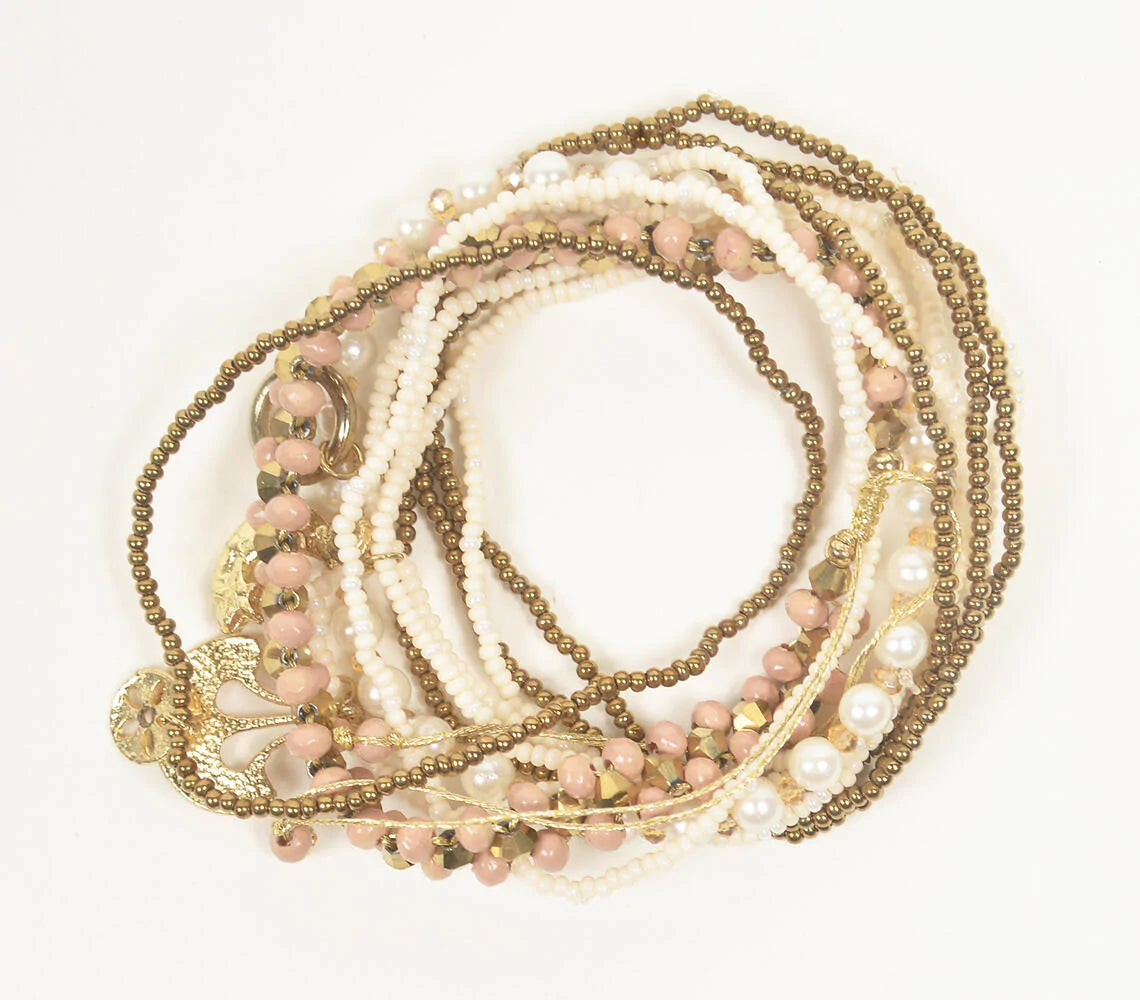 Neutral Beaded Boho Cluster Bracelet