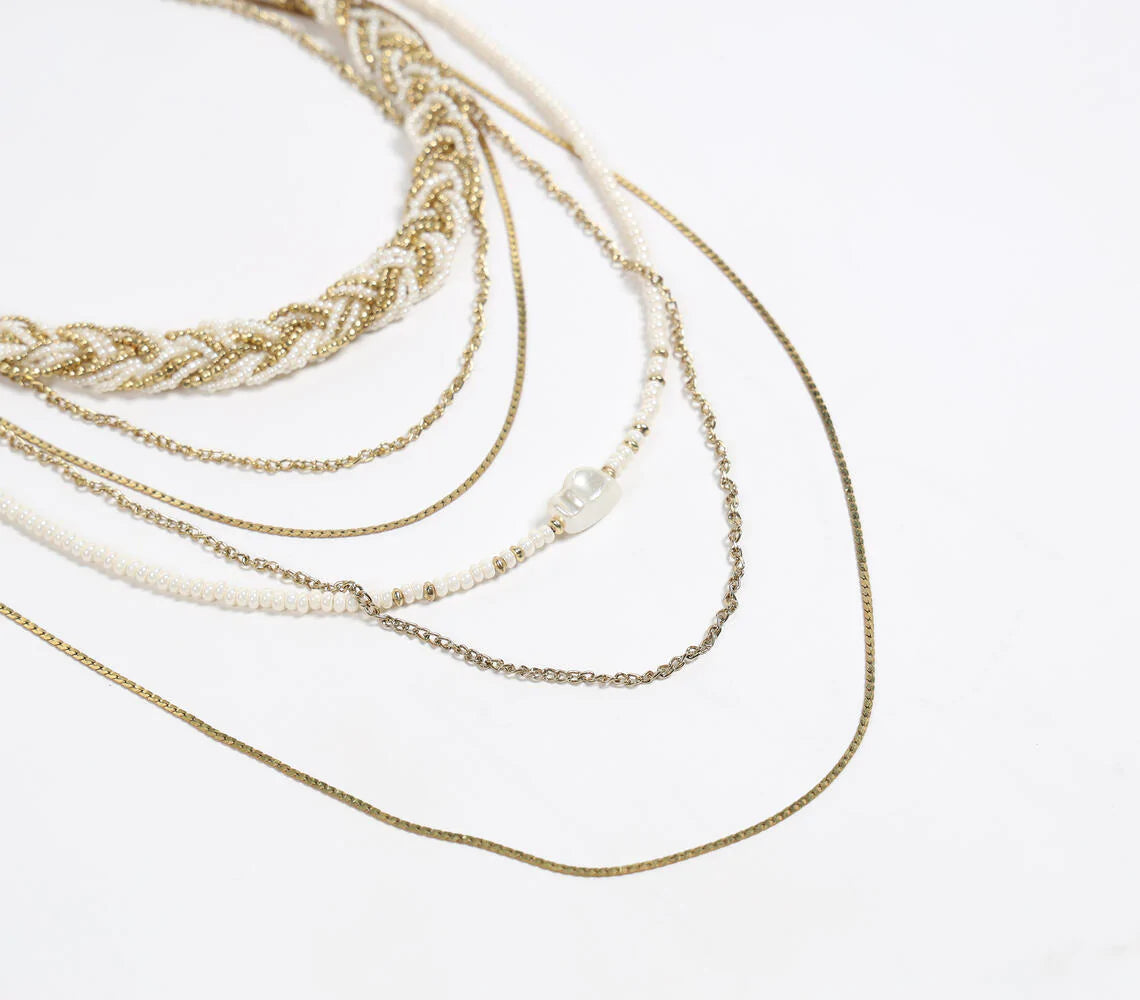 Beaded Layered Charm Necklace
