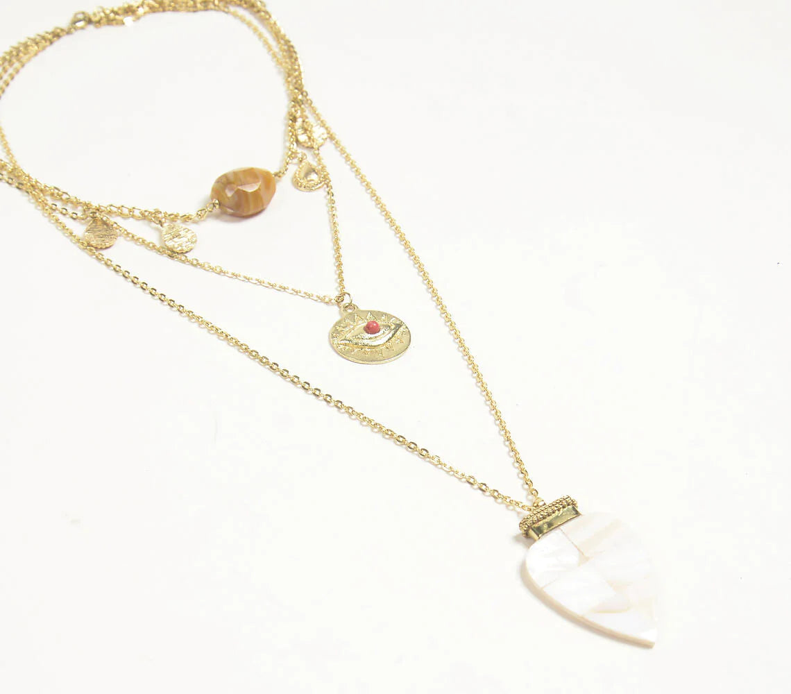 Seashell & Metallic Charm Boho necklace