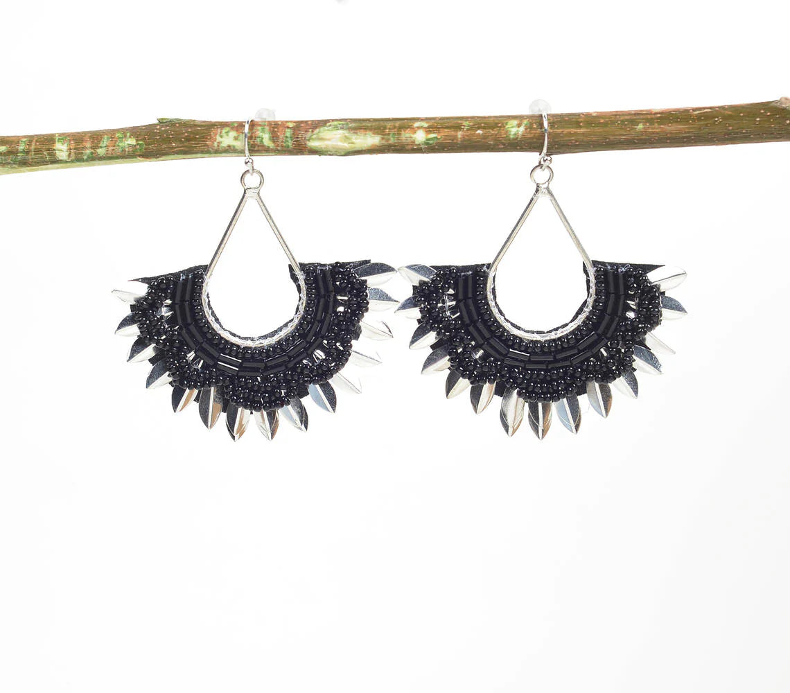 Beaded & Spiked Statement Earrings
