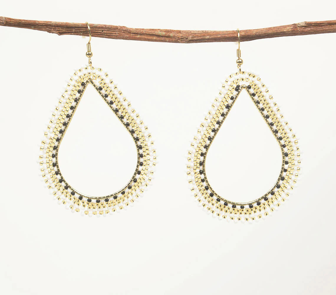 Minimal Glass Beaded Drop earrings