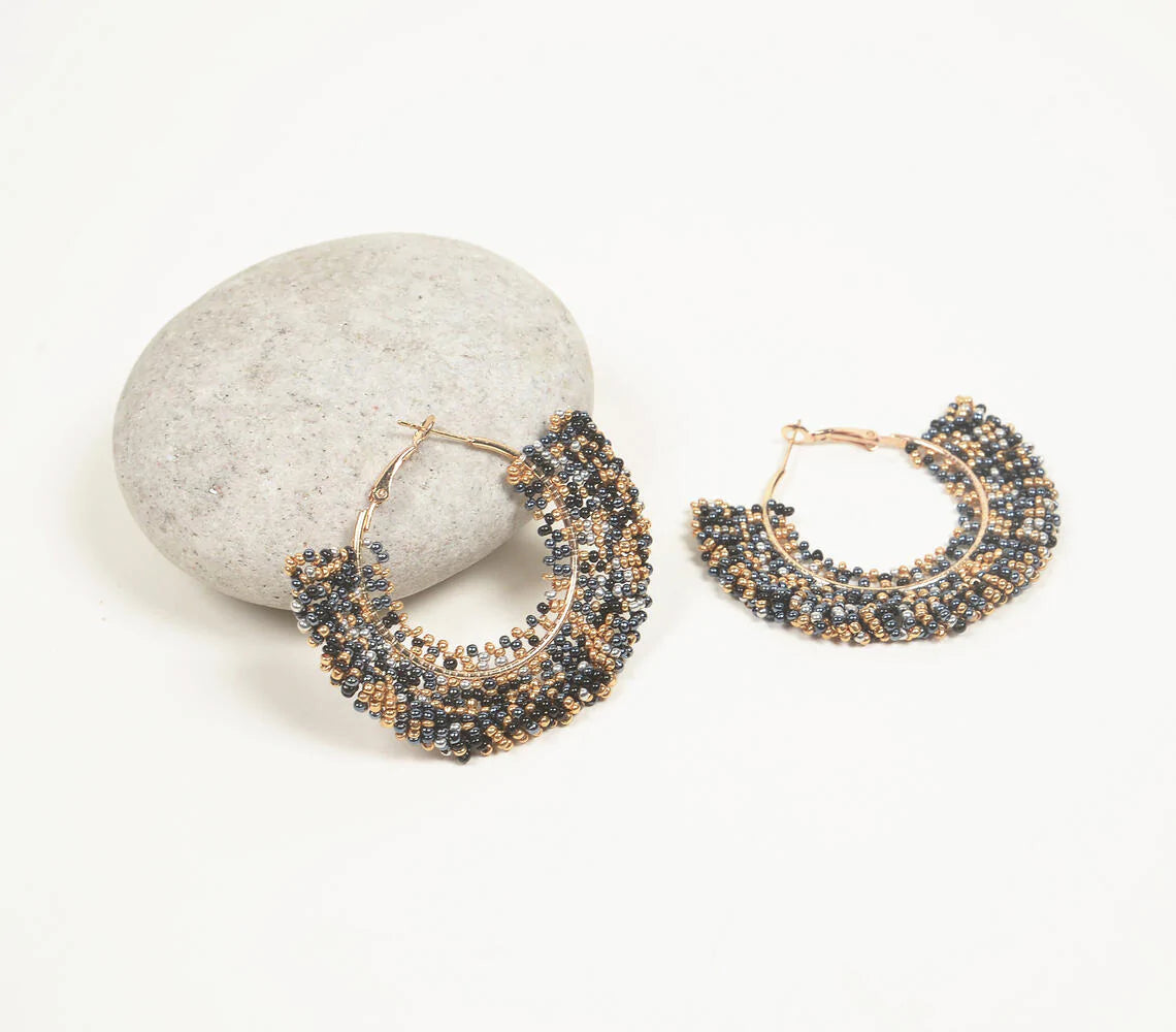 Midnight Beaded Hoop earrings