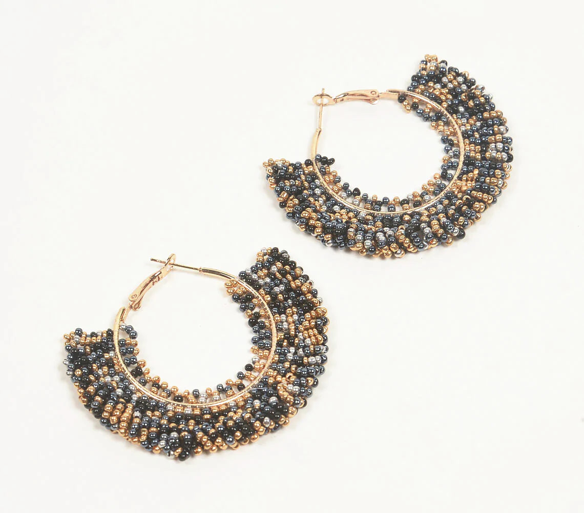 Midnight Beaded Hoop earrings
