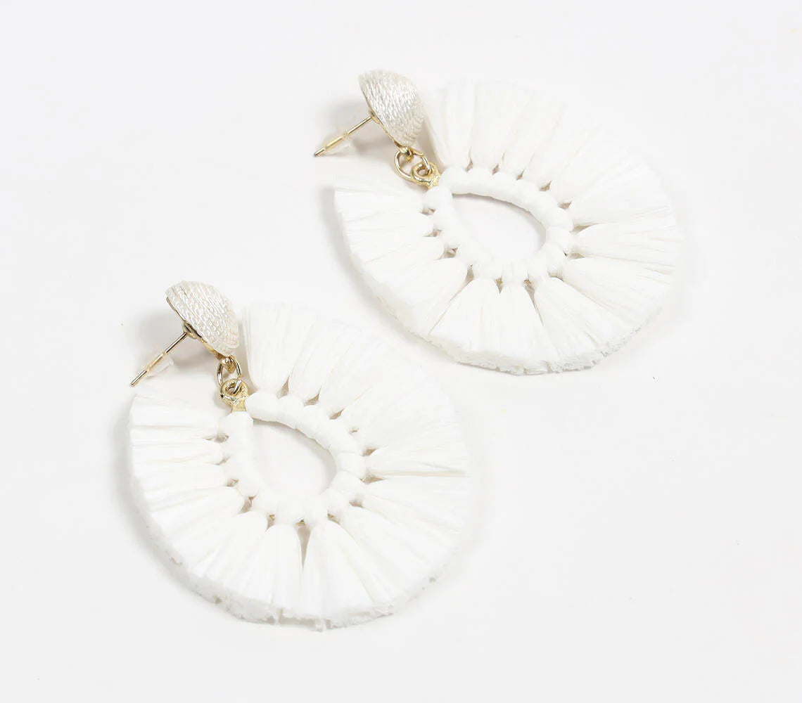 Boho Peace Raffia Drop Earrings