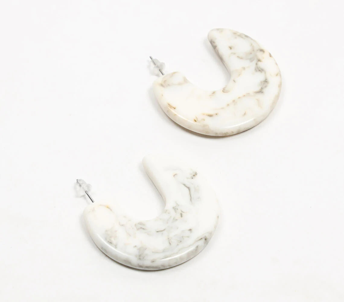 Marbled Resin huggie Earrings