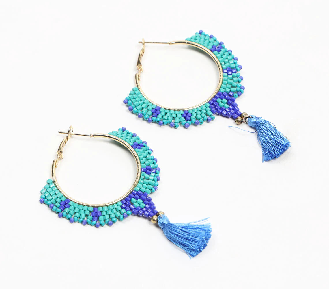 Nautical Beads & Fringes Hoop Earrings
