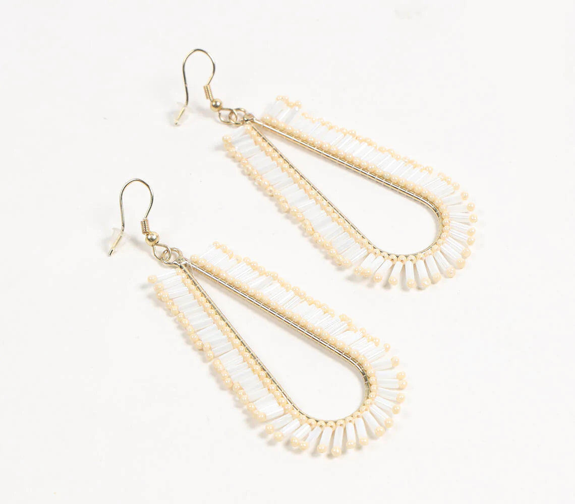 Drop-Shaped Beaded Dangle Earrings