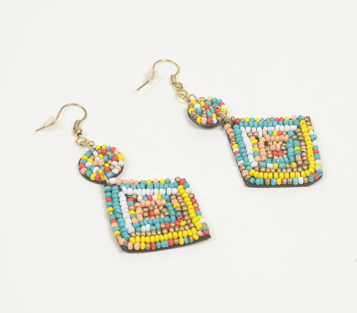 Glass Beads Studded Multicolor Dangle Earrings