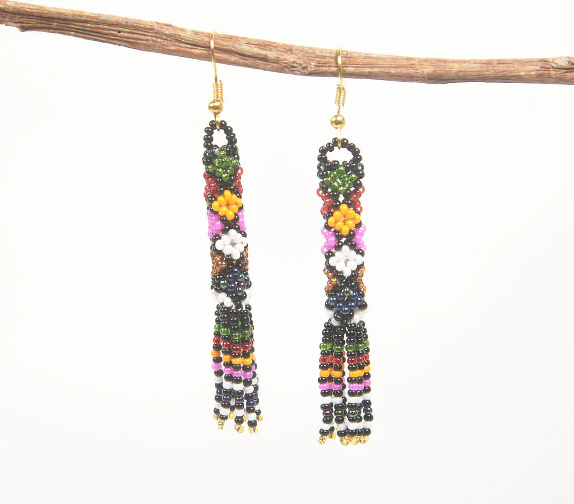 Glass Beaded Shoulder-Duster Earrings Q1