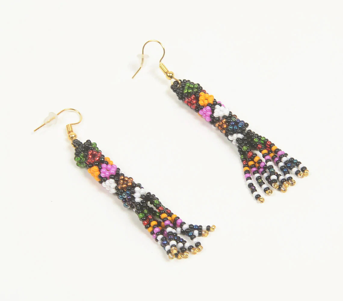 Glass Beaded Shoulder-Duster Earrings Q1