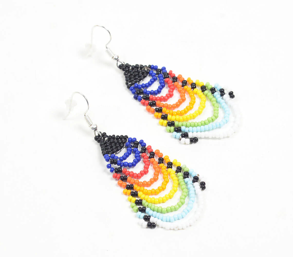 Rainbow Beaded Layered Earrings