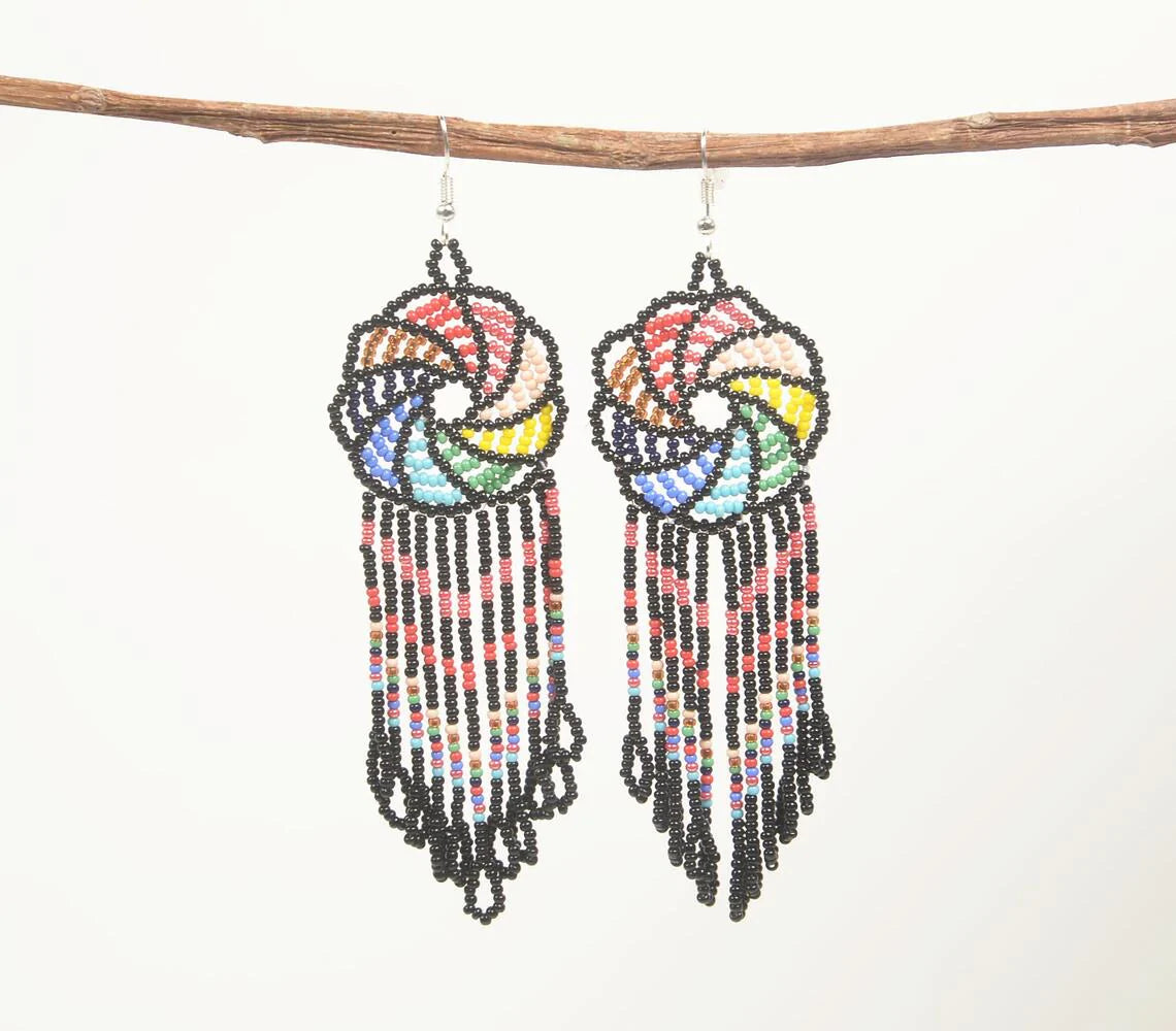 Glass Beaded Clustered-Candy Dangle Earrings