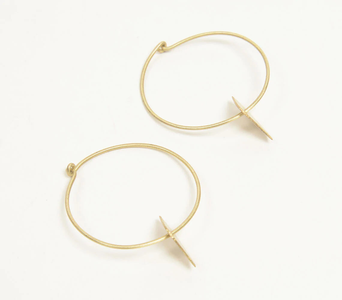Handmade Brass Abstract Hoop Earrings
