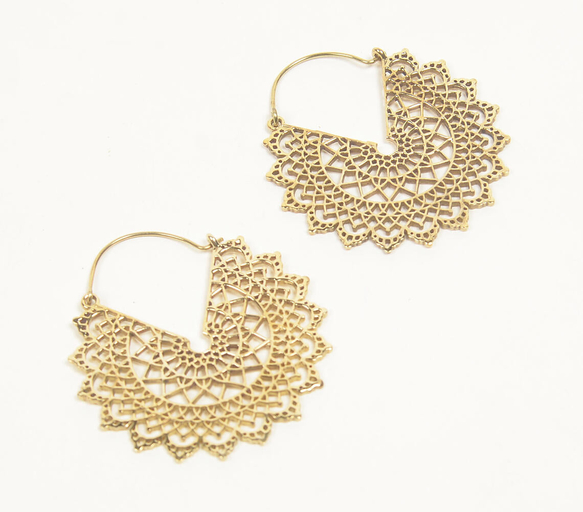 Gold-Toned Filigree Hoop Earrings