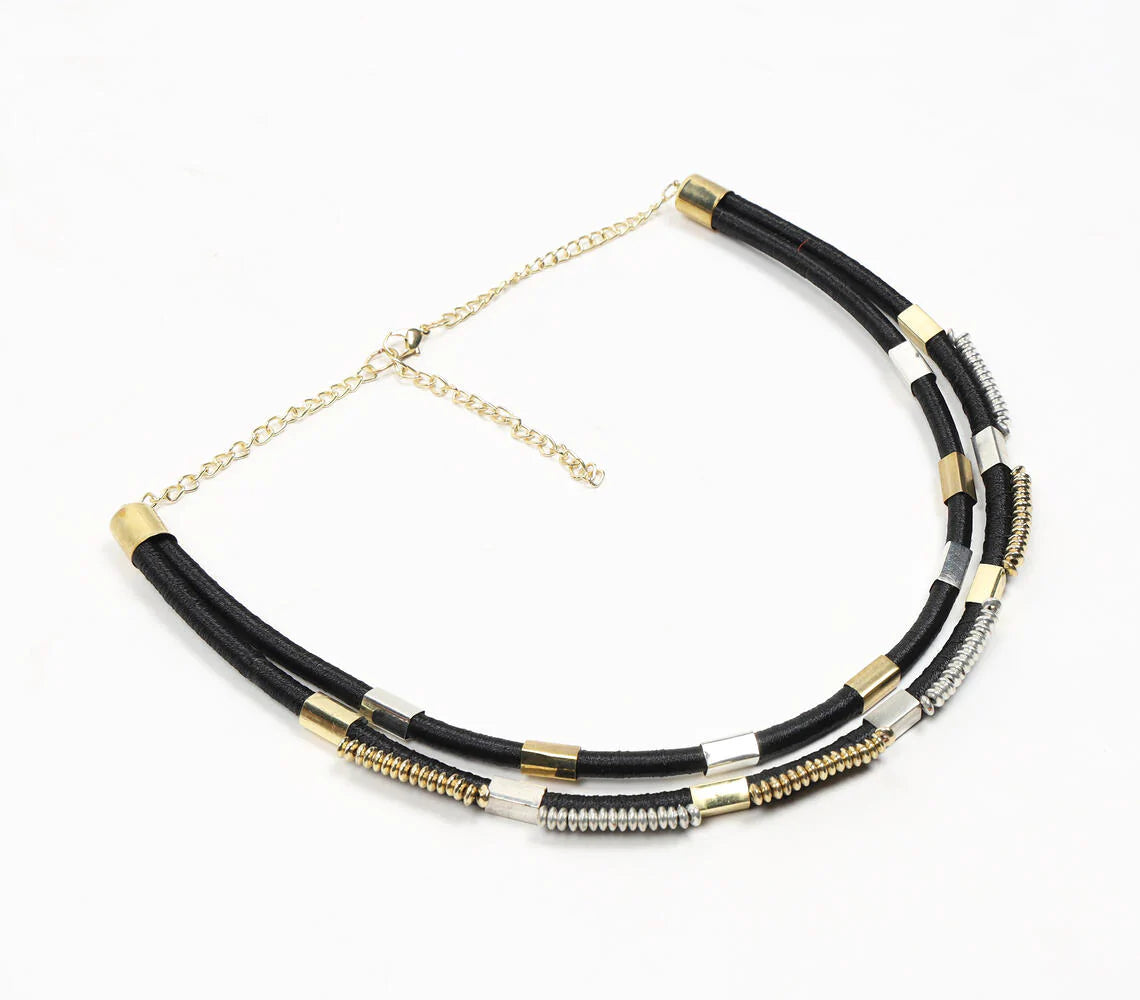 Tribal Design Threaded Black Necklace