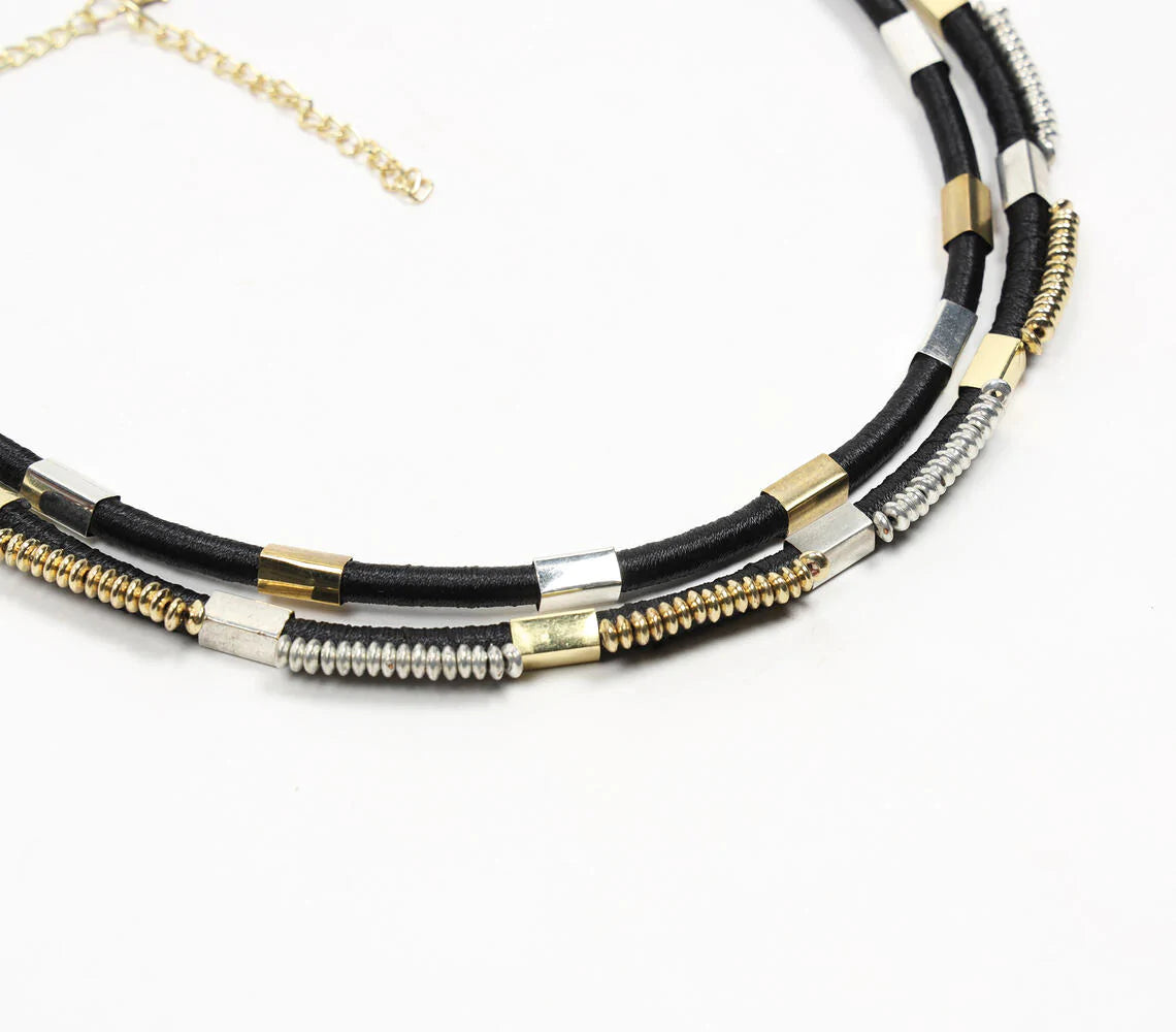 Tribal Design Threaded Black Necklace