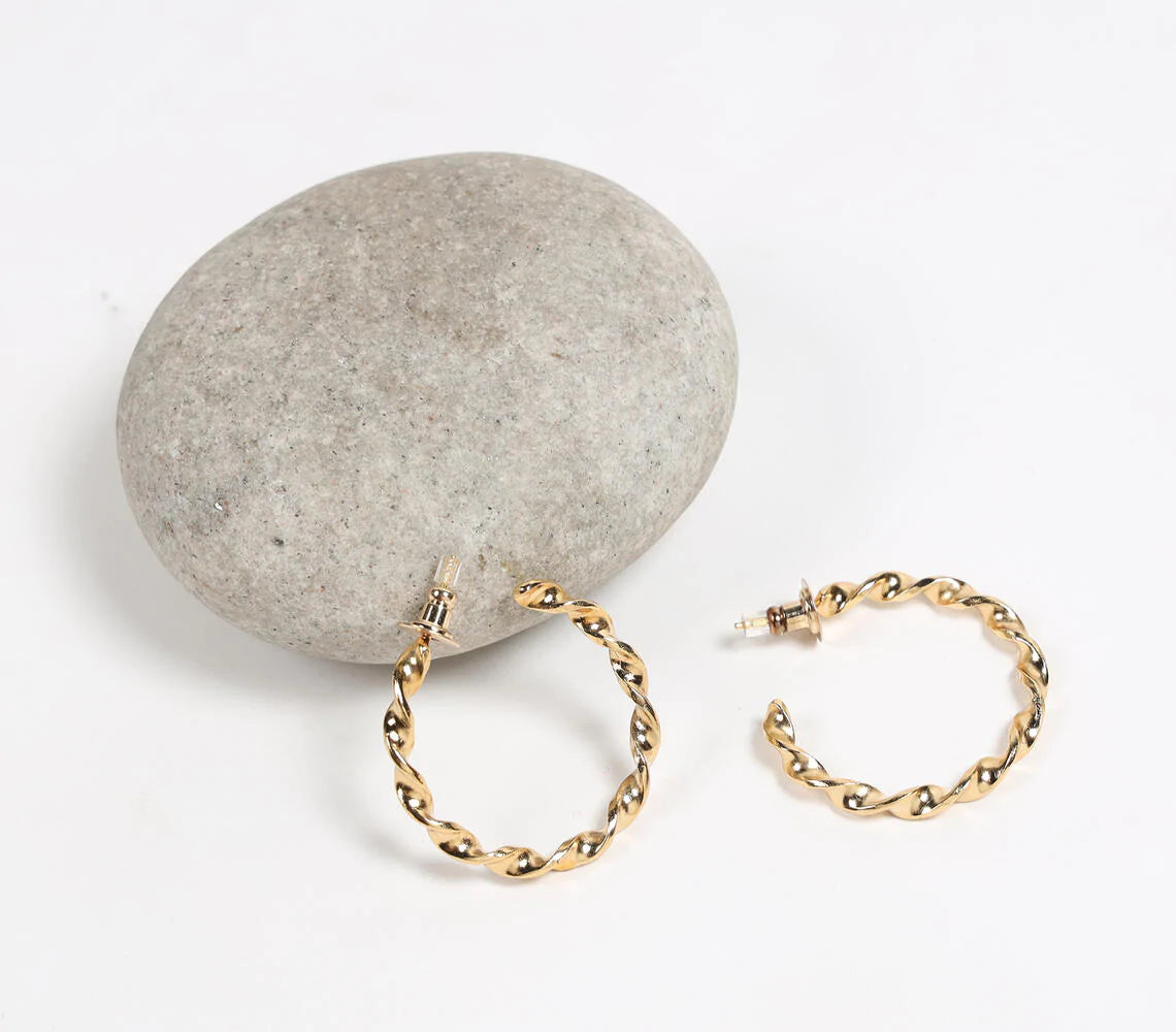 Gold-Toned Recycled Brass Helix C-Hoop Earrings
