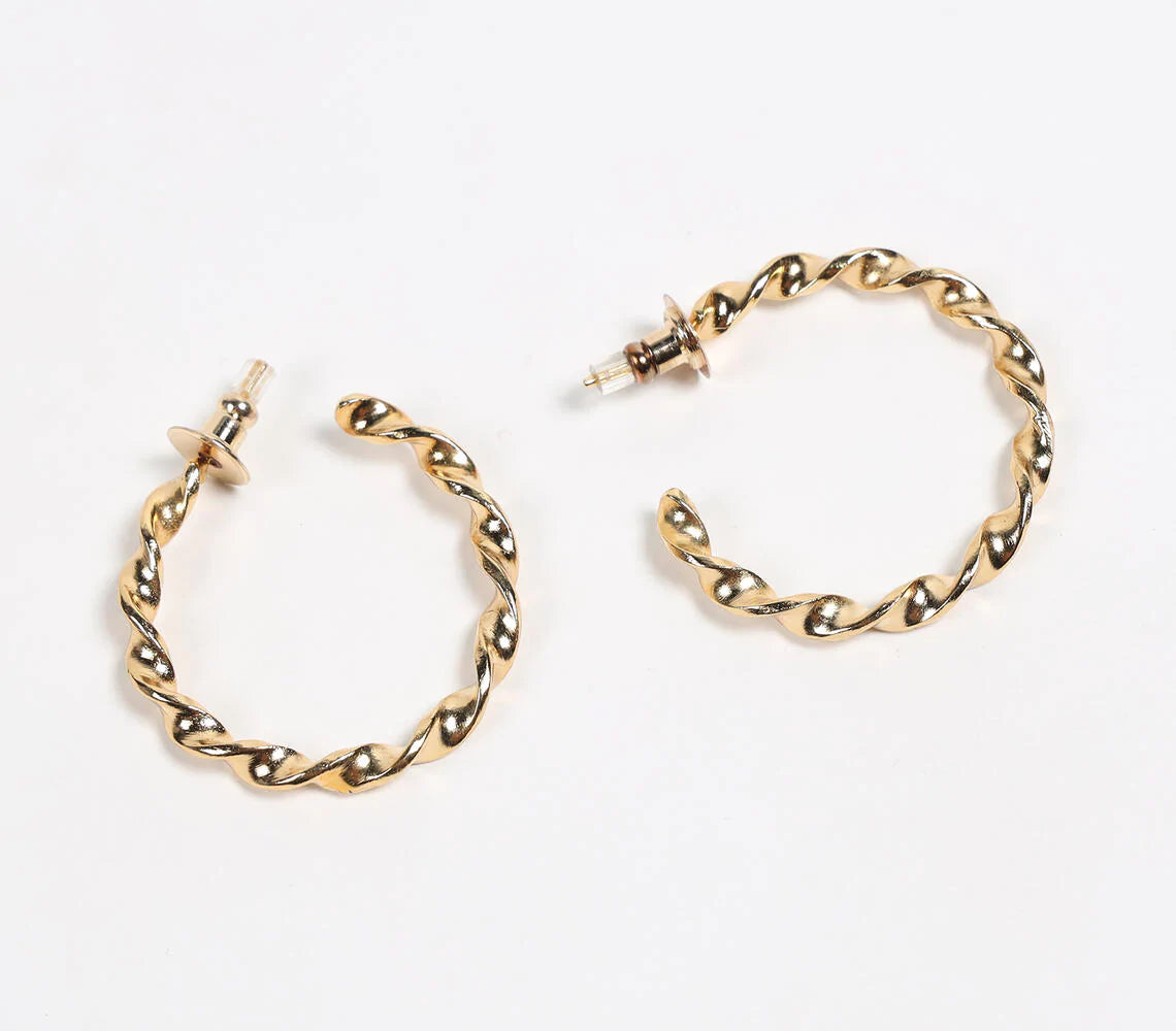 Gold-Toned Recycled Brass Helix C-Hoop Earrings