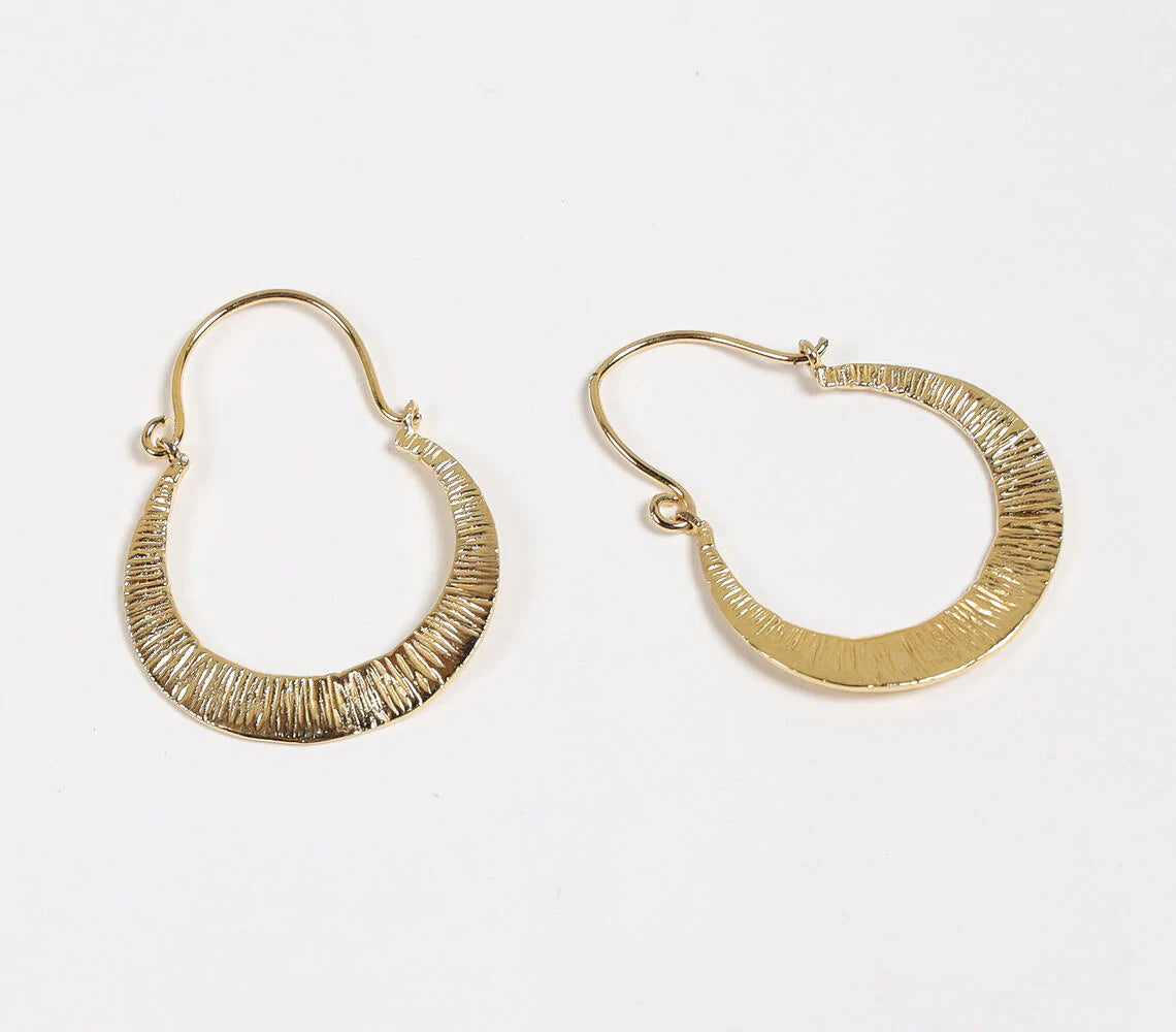 Gold-Toned Recycled Brass Crescent Hoop Earrings