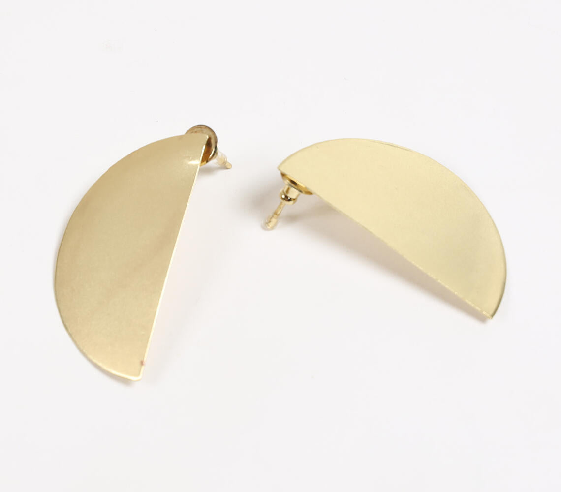 Gold-Toned Recycled Brass Hemicycle Drop Earrings