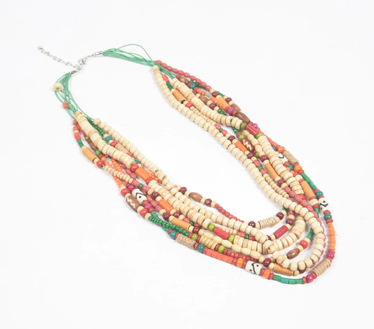 Wooden Beaded Matinee Necklace