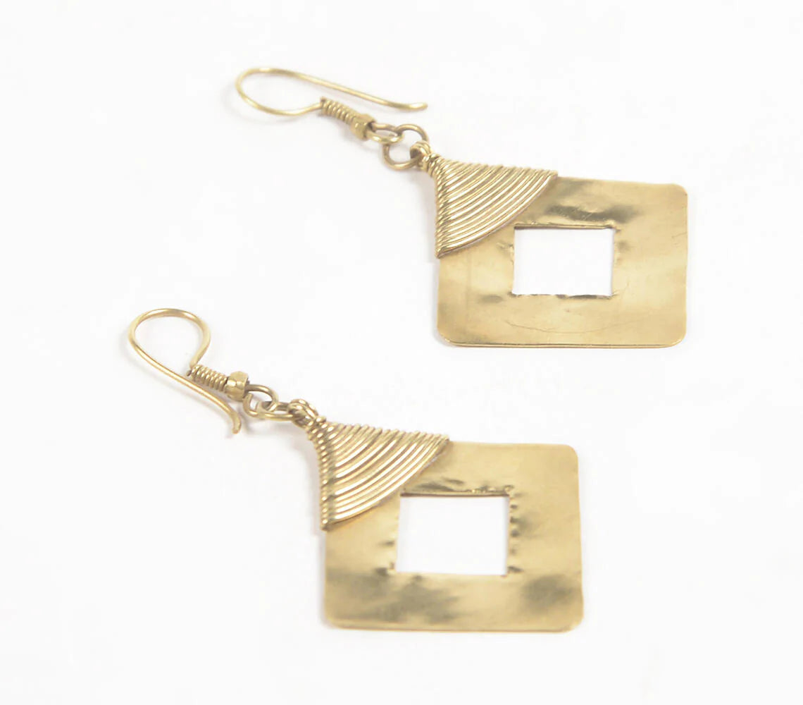 Brass Diamond Dangler Earrings