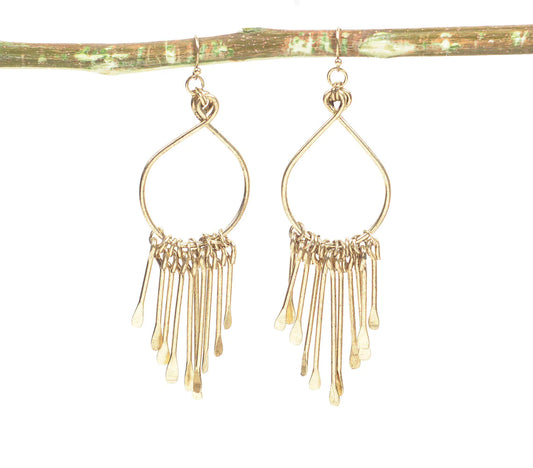 Gold-Toned Iron Shoulder Duster Earrings