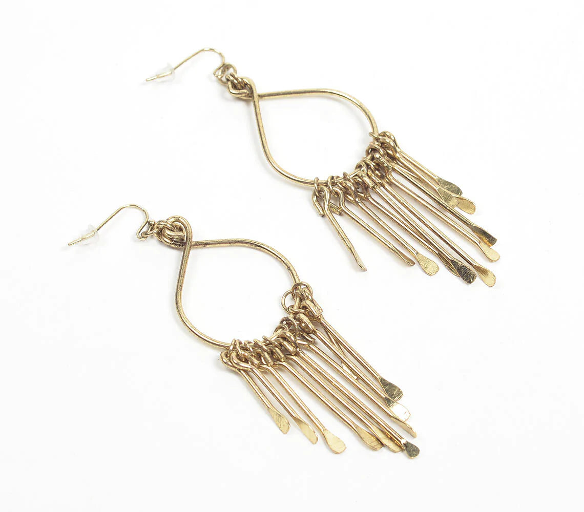 Gold-Toned Iron Shoulder Duster Earrings