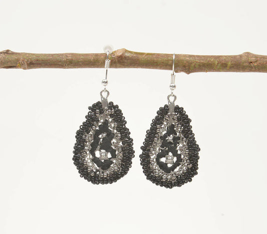 Chrome Funk Beaded Drop Earrings