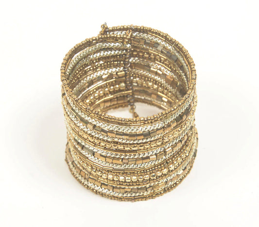 Beaded & Golden-Toned Iron Stacked Bracelet