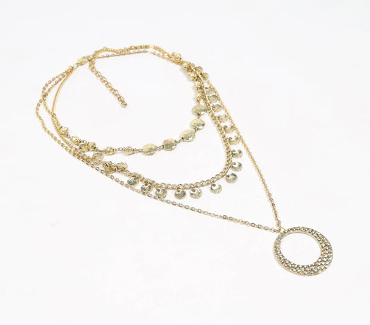 Hammered Gold-Toned Iron Layered Necklace