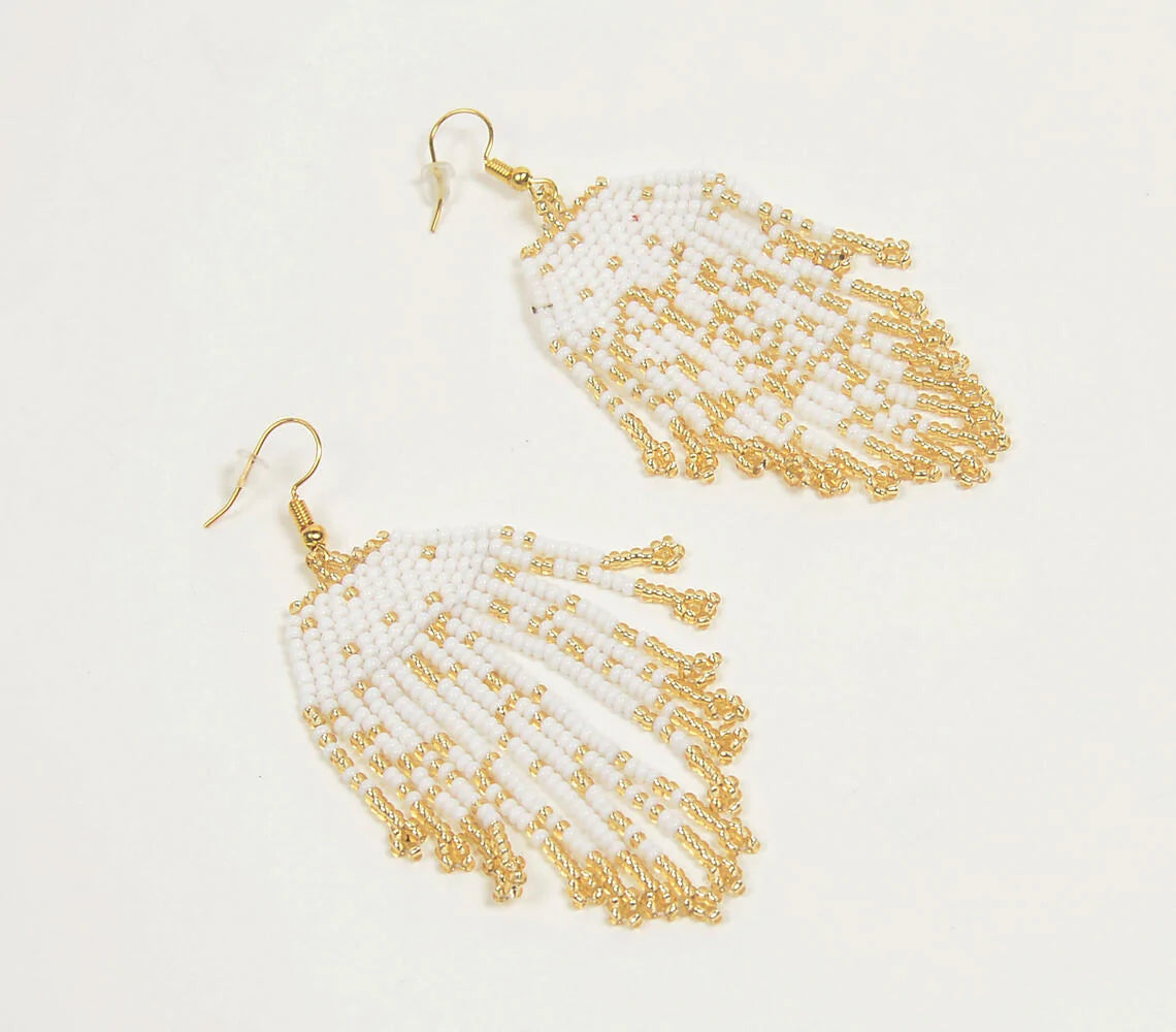 Glass Beaded Monochrome Chandelier Earrings