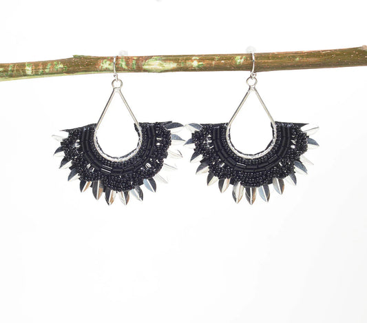 Beaded & Spiked Statement Earrings