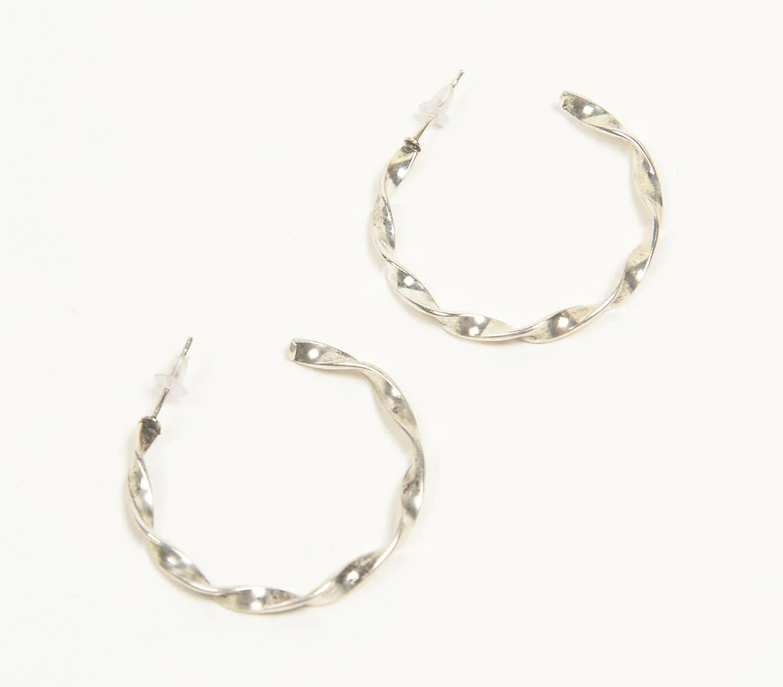 Twisted Brass Hoop Earrings
