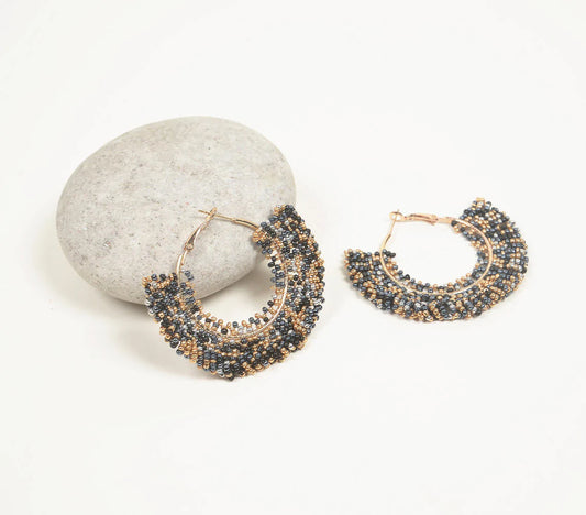 Midnight Beaded Hoop earrings