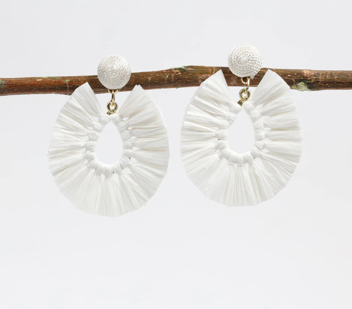 Boho Peace Raffia Drop Earrings