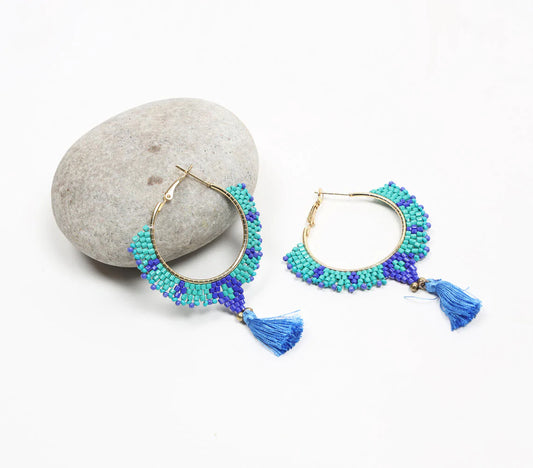 Nautical Beads & Fringes Hoop Earrings