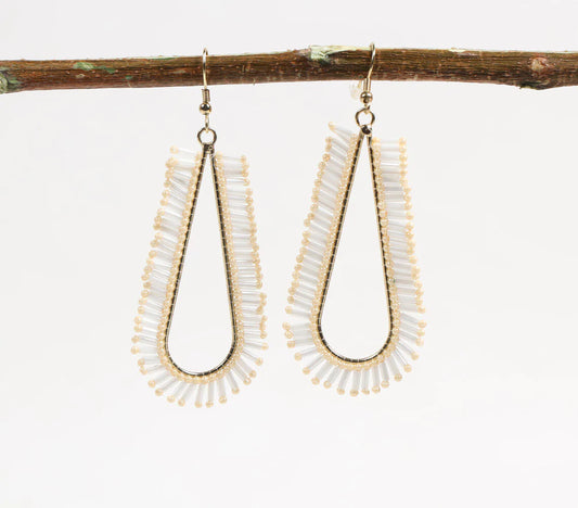 Drop-Shaped Beaded Dangle Earrings