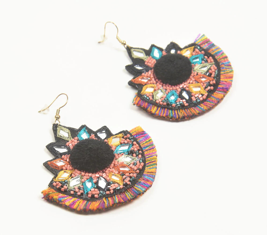 Boho Floral Beaded Fringe Earrings