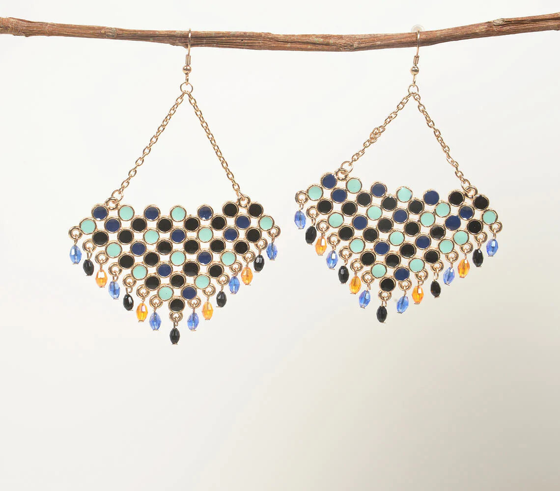Inlaid Gold-Toned Dangle Earrings