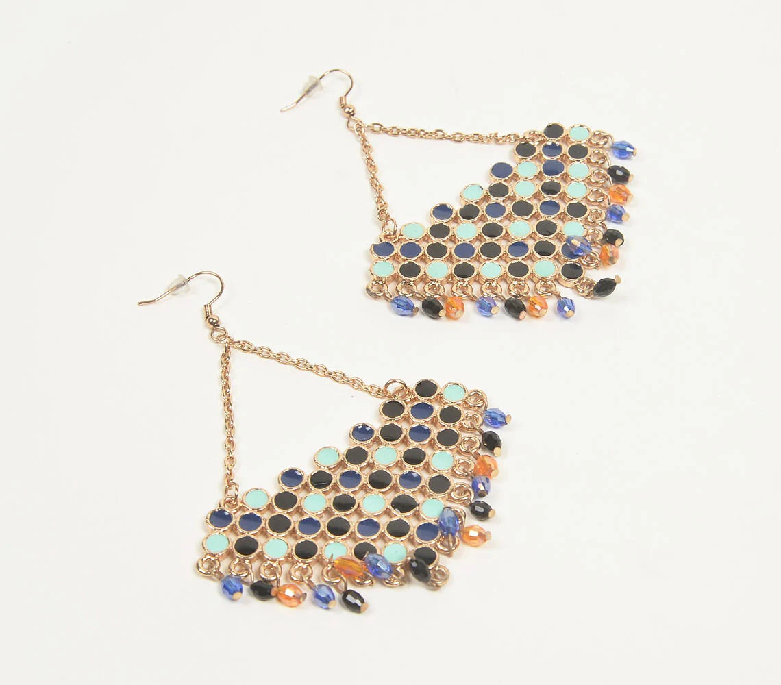 Inlaid Gold-Toned Dangle Earrings