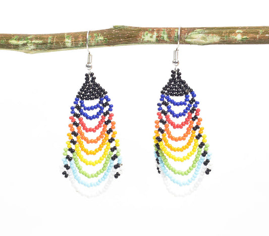 Rainbow Beaded Layered Earrings